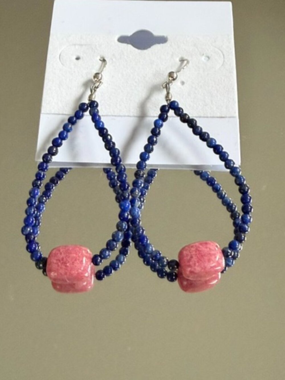 Jay King Sterling Silver Lapis Rose Rhodonite Drop Earrings NWT